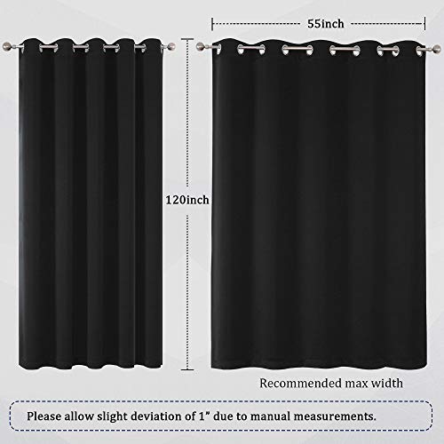 Dualife Black Blackout Curtain Panels/Drapes (60 Inch Wide By 120 Inch Length, 2 Panels) Solid Thermal Insulated Energy Efficient Bedroom Curtains For Hall/Dining Room Grommet Set Of 2 Panels #TOP5