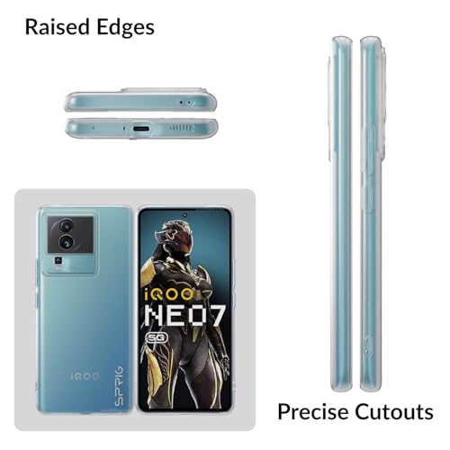 Image of SPRIG Compatible with IQOO NEO 7 5G Premium FlexCrystal Back Cover Drop Tested Shock Proof Mobile Case for Men, Women, Boys and Girls with Camera Protection (Transparent)