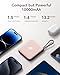 VRURC Mini Portable Charger, 22.5W USB C Fast Charging 10000mAh Pocket Power Bank with Built-in Cable, Battery Pack for iPhone 16 15 14 13 Samsung Galaxy S23 S22 Google Android, Pink(1 Pack)