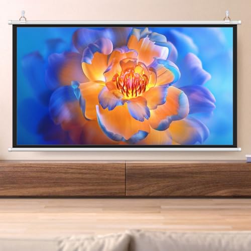 GSKDZG Pantalla De Cine En Casa 40 50 60 Pulgadas, Pantalla De Proyección Enrollable Manual HD Pantalla De Proyector En Pared para Interior Exterior, Sin Arrugas(60 Inch 16:9)