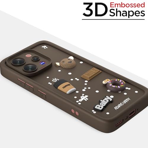 Image of Pikkme Back Cover for Vivo V70 5G | 3D Bear Silicone Cute & Fun Coffee Cartoon | Full Body Protection Bumper Case (Brown)
