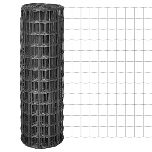 Tino Tech Eurozaun Stahl 25x1,2 m Grau Gartenzaun Metall Zaun Garten Sichtschutz Gitterzaun Dekorative Zäune Wildzaun Maschendrahtzaun für Garten UV-beständig und Wetterfest