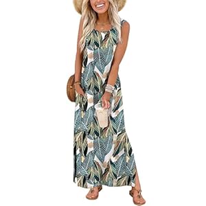 WIHOLL Maxi Dress Summer Dresses 2026 Beach Vacation Clothes Sleeveless Sundresses with Pockets Boho S-3XL