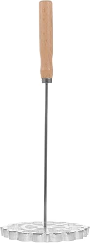 Ciieeo Rosette Timbale Set Moldes de aluminio para gofres con mango de madera, utensilios de cocina antiadherentes, herramientas de pastelería sueca