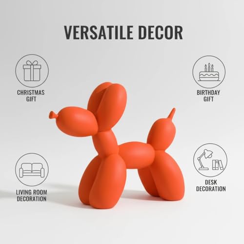YOYUMI Skulptur Ballon Hund Ornamente Wohnzimmer Schlafzimmer Weinschrank Dekoration Kunstharz Kunsthandwerk Weiche Dekoration Kunst Orange