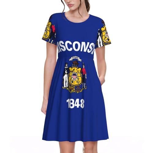 Robe Wisconsin à manches courtes avec poches finie la silhouette lourde en vacances