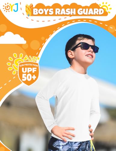 Image of Boys Rash Guard Swim Shirt Long Sleeve Rashguard UPF+ 50 SPF Sun Water Surfing Shirts for Toddler Kids Youth Teen 2T-16Y
