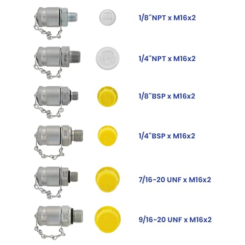 Image of Hydraulic Pressure Test Kit with 3 Gauges(160 /250 /400bar, 2400 /3500 /6000psi), 6 Test Couplings, 2 Hoses, for Excavator Machinery Systems, Packed in Durable Case