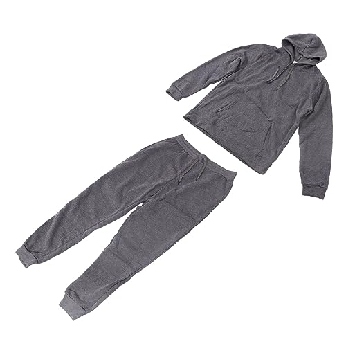 Survêtement gris foncé XXXL pour hommes : ensemble ample à capuche en polyester confortable - 4