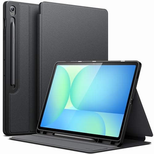 JETech Funda para Samsung Galaxy Tab S10 FE Plus/S10 FE+ 13,1 Pulgadas con Porta para S Pen, Carcasa Slim Folio Soporte Protectora Tableta, Visualización Multiángulo (Negro)