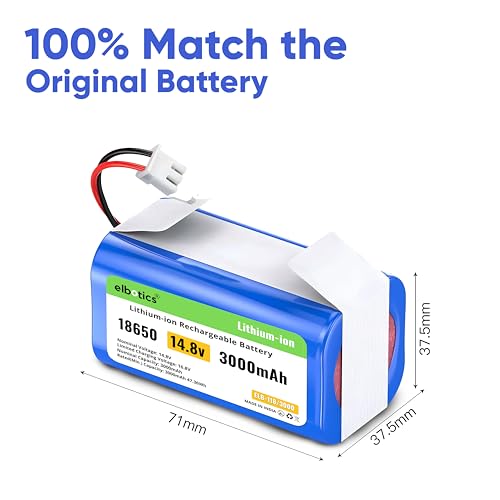 Image of 14.8V 3000mAh Li-ion Replacement Battery for Shark Ion Robot - Compatible with RV850, RV850BRN, RV851WV, RV871, RV871C, RV720N, RV761, RV1000S, UR1000SR - 2 Prong Connector