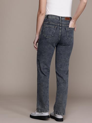 Image of Nifty Womens Mid Rise Denim Stretchable Straight Fit Boyfriend Jeans
