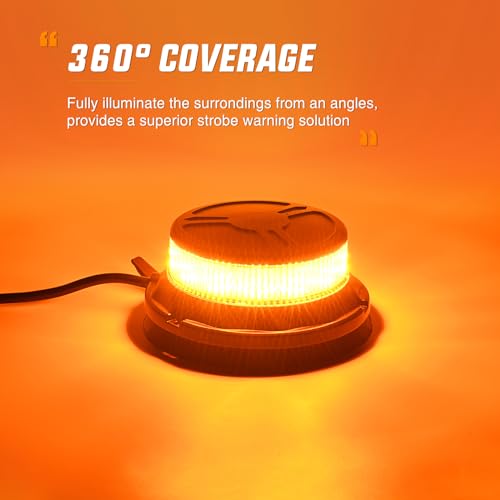 Image of Nilight Amber Beacon Light 12V-24V Aluminum Base Flashing Safety Warning Lights Permanent & Magnet Mount LED Emergency Rotating Strobe Light for Forklift Truck Tractor UTV Snow Plow, 2 Years Warranty | 12V-24V Aluminum Base Permanent & Magnet Mount LED Emergency Rotating Strobe for Forklift Truck Tractor UTV Snow Plow