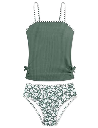Image of Girls Tankini Swimsuits Two Piece Bathing Suit Drawstring Swimwear Set for Girls 7-18 Years
