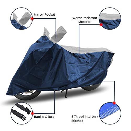 Image of Hunter 350 Two Wheeler Bike Cover Accessories - Dustproof - UV Protection - Premium Bike Cover Blue Silver