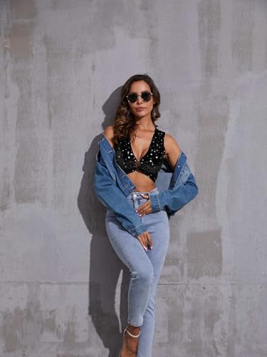 krtwrnt Women‘s Sparkly Festival Rave Outfits Sexy Concert Crop Top4