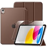 Mastten for iPad (A16) 11th Generation Case 11 Inch 2025 with Screen Protector, iPad 10th Generation Case 10.9 Inch 2022 Cute Slim Hard Translucent Back Full Protective Trifold Stand Cover, Dark Brown