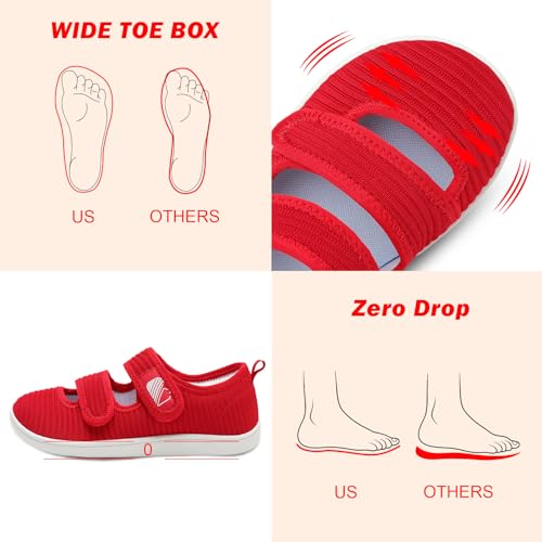 Image of Besroad Womens Walking Shoes Wide Diabetic Shoes Adjustable Barefoot Casual Sneakers Breathable Zero Drop Arthritis Edema Sneakers Indoor Outdoor