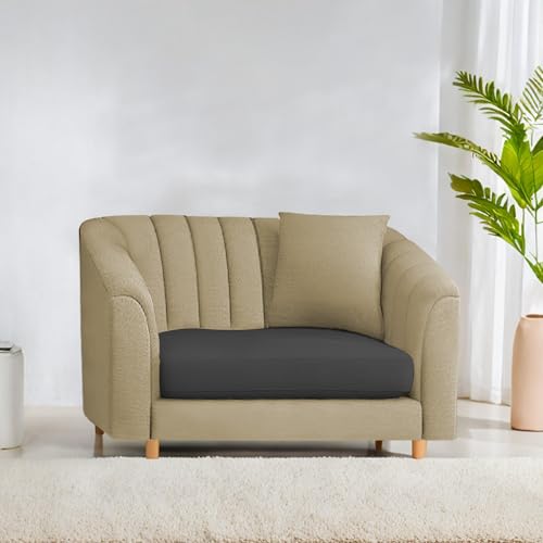 Image of Casaliving Doraldo 1 Seater Sofa Set for Living Room (Cream Black Colour) Premium Fabric Sofa