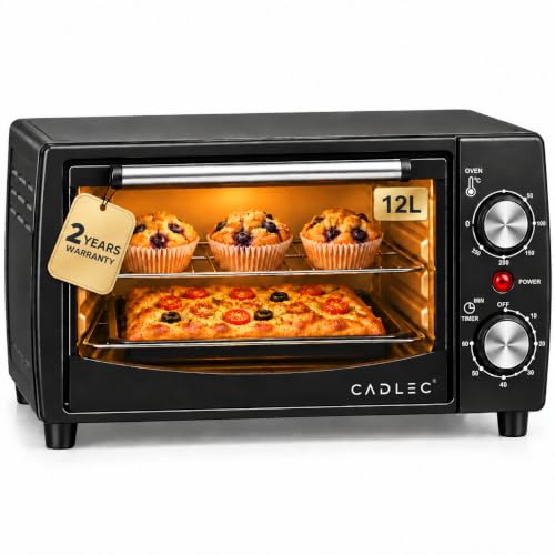 Image of CADLEC Cruise Pro 12L Multi-Function OTG for Kitchen, 1000W Oven Toaster Griller, Bake Grill Toast, Oven for Baking, Adjustable Temperature & Timer, Black, 2 Year Warranty