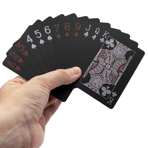 PLAYZOCO Baraja de poker de plástico resistente al agua, Baraja de poker PVC de alta calidad, Cartas de poker impermeables, Baraja de poker profesional de plástico, Rojo