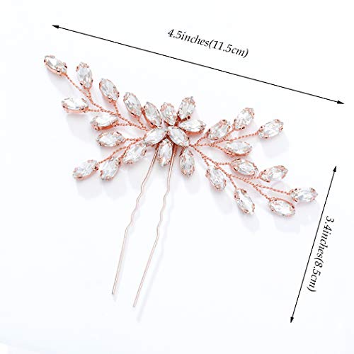 Unicra Bride Wedding Crystal Hair Pins Bridal Hair Pieces Wedding Hair Accessories For Women And Girls (Rose Gold) #TOP5