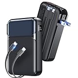 モバイルバッテリー 大容量 【2025業界新設計・20000mAh】コンセント一体型 折りたたみ式プラグ ACプラグ付き 4台同時に充電 LCD残量表示 モバイルバッテリー小型 軽量 急速充電 安全回路保護 スマホ充電器 PD対応 PSE認証済 iPad/iPhone/Android各種スマホ対応 機内持ち込み可能 旅行/出張/アウトドア/停電/防災緊急用 (ブラック)