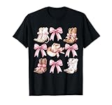 Coquette Cowgirl Boots With Pink Bows Aesthetic Y2K Womens T-Shirt
