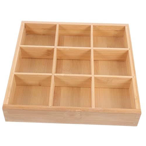 Alipis 竹製多格配膳トレイ 九宮格仕切り付き プレート 料理用スナック盛り合わせ皿 デザート前菜盛皿 ホテル レストラン 家用多用途コン