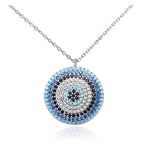 Meow Star Mauvais u009cil Pendentif Argent Sterling Collier Ras du Cou avec Oxyde de Zirconium Chaîne Réglable pour Femme/Fille/Maman