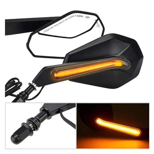 Espejo lateral universal para manillar de motocicleta con luces led intermitentes de gran angular 4