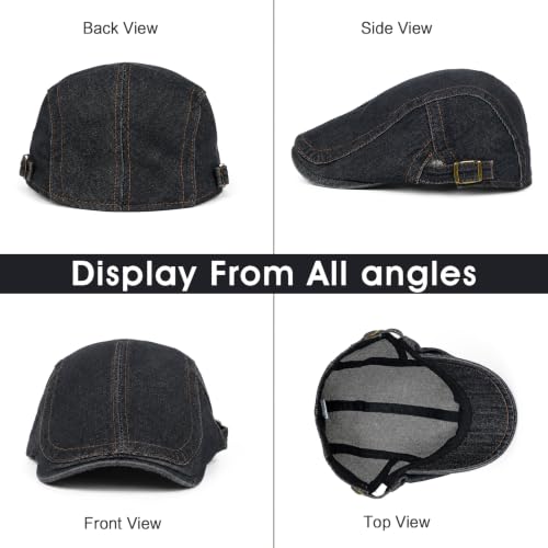 Image of 3Pcs Men's Newsboy Caps Cotton Cooling Hat Adjustable Flat Cap for Men