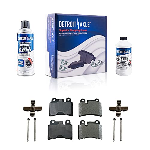 Image of Detroit Axle - Rear Ceramic Brake Pads with Hardware Set Replacement for 2007 2008 2009 2010 Volkswagen Touareg - 4pc Set