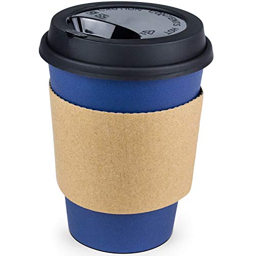 Glowcoast Disposable Coffee Cups With Lids - 12 oz To Go Coffee Cup (110 Pack). Large Travel Cups Hold Shape With Hot and Cold Drinks, No Leaks! Paper Cups with Insulated Sleeves Protect Fingers!