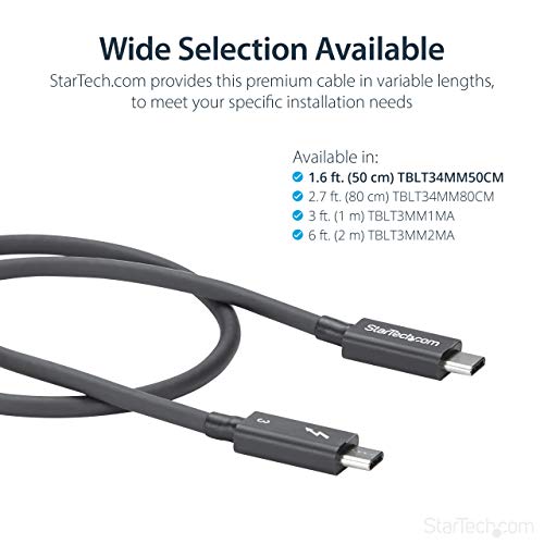 Câble Thunderbolt 3 cordon de liaison USB-C mâle mâle 50cm compatible DisplayPort