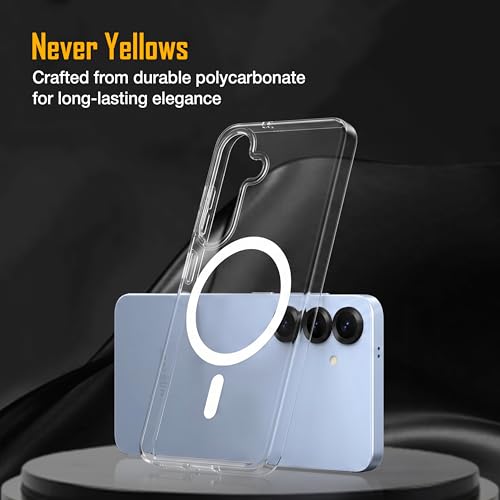 Image of Zapcase Back Case for Samsung Galaxy S25 5G | Slim Lifetime Anti-Yellow Crystal-Clear Cover with Elevated Camera Protection & MagSafe Compatibility | Premium German Polycarbonate | Shockproof | Clear