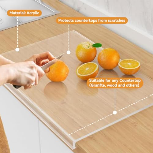 Tabla de Cortar de Acrílico con Borde para Encimera, 33 x 25 cm, Transparente, Antideslizante, para Cortar Pan, Queso, Carne y Verduras miniatura 4