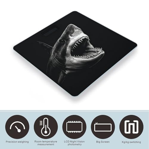 Black Shark Head balanza digital para baño con plataforma amplia miniatura 3