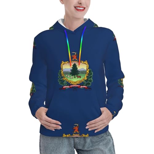 Sweat Vermont femme extensible imprimé drapeau américain pull à capuche chic