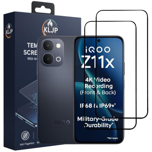 Image of Premium Tempered Glass Screen Protector Compatible for IQOO Z11X 5G Black (Pack of 2) with Edge-to-Edge Coverage and Easy Installation kit