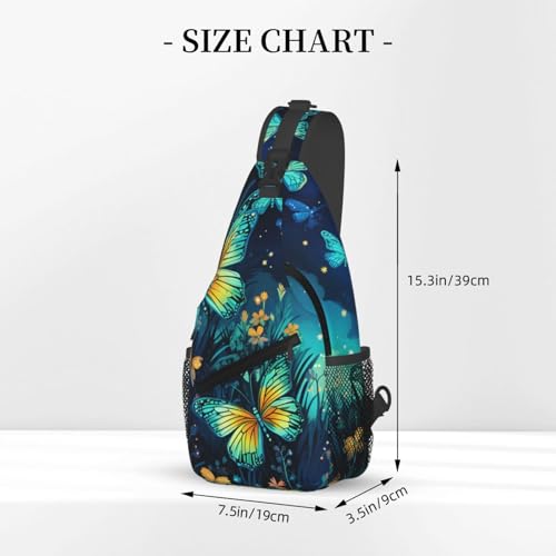 Mochila cruzada ligera unisex con patrón de mariposa forestal miniatura 3