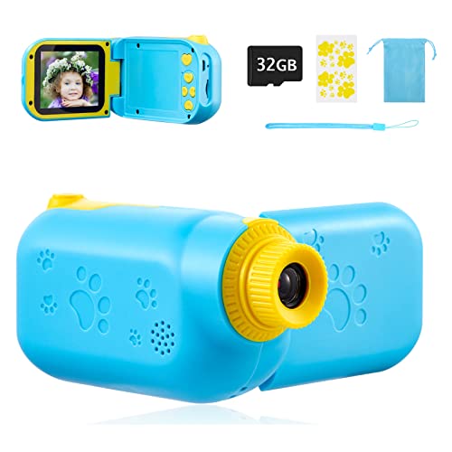 SUZIYO Kids Camera, Children Digital Video Camera, Portable Camcorder for Age 3-10 Years Old Boys Girls Toys, Toddlers Recorder HD 1080P 2.4 Inch with 32GB TF Card-Blue