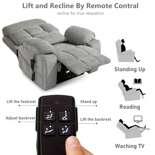 Image of Oversized Power Lift Recliner for Big & Tall, 26 inch Wide Seat, Gray