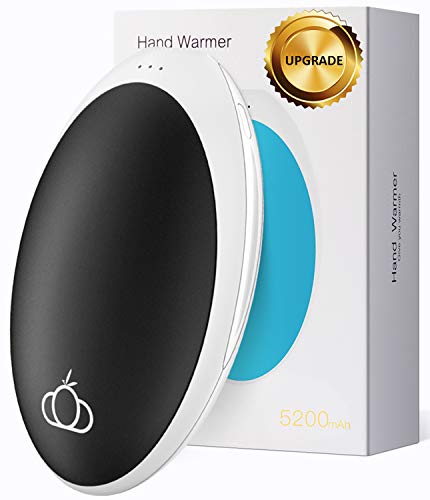 XGUO Rechargeable Hand Warmer 5200mAh Double-Side Instant Heating Electric Hand Warmers Larger Capacity Portable PowerBank Gifts in Cold Winter for Lover Family Women Men Mom Father (Pebble Black)