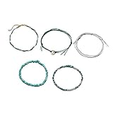 : B？hmen CUHAWUDBA Strand Blau GrüN Seil Welle Anh？Nger Fu？ Kettchen für Frauen Welle Surfer Geschichtet Fu？ Kettchen Armband Boho Fu？ Schmuck