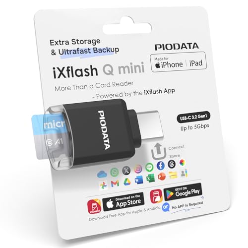 Piodata Micro SD Card Reader for iPhone 17/16/15, iPad, Android, Mac, PC, Laptop, USB C Memory Card...