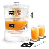 LISI 2-Tier Beverage Dispenser, 2 Gallon Stackable Drink Dispenser with Stand Ice Cores & Infusers, BPA-Free Clear Plastic Double Beverage Server for Parties, Events & Home Use