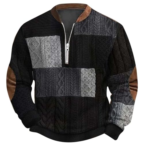 Generisch Sudadera Algodón 2025 Otoño/Invierno Moda Hombre Talla Grande Casual Impresión Digital 3D Suéter de Punto Tejido Cuello Cuello Cuello Redondo Capucha Suéter Negro Hombre, gris, 5XL