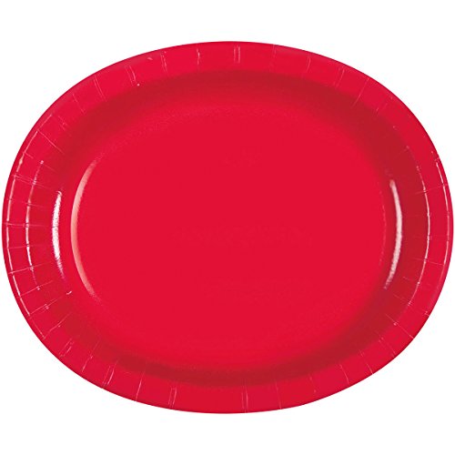 Assiettes en Carton Ovales Rouge pour Éviter la Vaisselle lors des Repas de Famille
