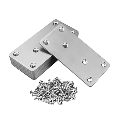 CIYODO 10pcs Furniture Fixing Plate Corner Right Angle Bracket Mending Plate Flat Bracket Plate Brackets Shelving Brackets Mending Joining Plates Metal Brackets Stainless Steel Silver